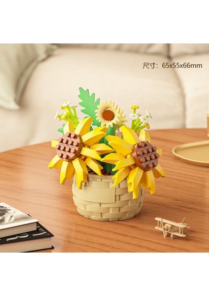Yapı Taşları Saksı Bitkileri Aeonium Çiçeği Çocuk Puzzle Oyuncakları Kız Çocuk Hediyesi Eğitici Oyuncaklar (Yurt Dışından)
