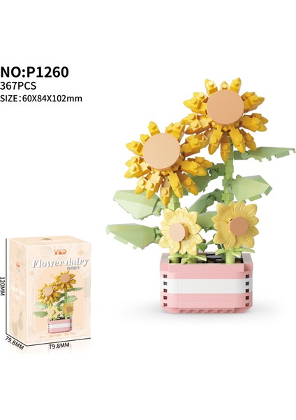 Bitki Saksıları Kalıcı Çiçek Buketi Yapı Taşları Puzzle Süs Oyuncakları (Yurt Dışından)