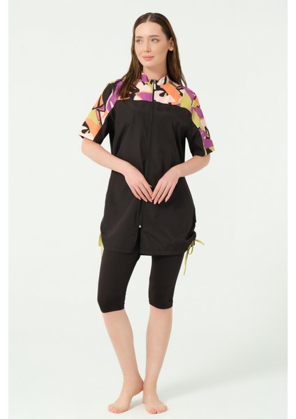 Vivora Kadın Yarım Kol Yarı Kapalı Mayo Su İtici Dokuma Kumaş 4 Parça Set indirimleri