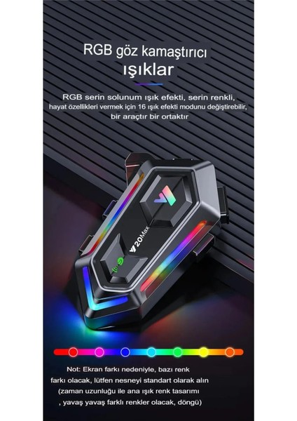 2 Adet Y20 Max Telsiz Özellikli 5.3 Motosiklet Kask Kulaklık Intercom Işıklı Motorsiklet Interkom