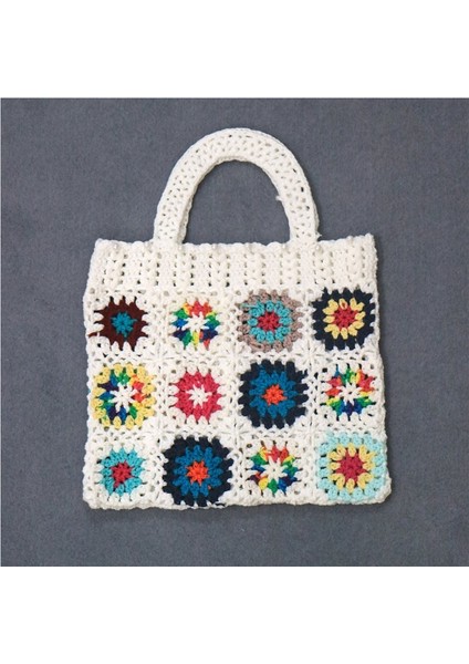 Etnik Tarzda El Örgüsü Çiçekli Taşınabilir Çanta (Yurt Dışından)