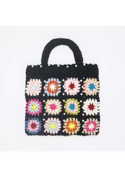 Etnik Tarzda El Örgüsü Çiçekli Taşınabilir Çanta (Yurt Dışından)