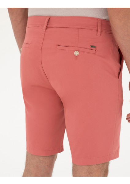 Erkek Pembe Slim Fit Dokuma Şort 50284273-VR186