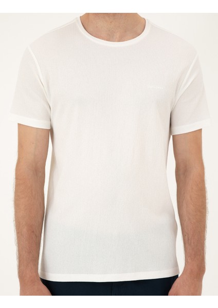 Erkek Ekru Slim Fit Tişört 50288914-VR019