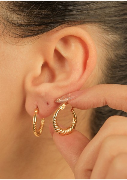 1,80 gr (Gram) Midye Küpe 20 mm 14 Ayar Altın