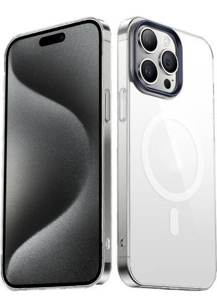 Apple iPhone 15 Pro Max Kılıf Magsafeli Şeffaf Magclear Sert Silikon Kapak