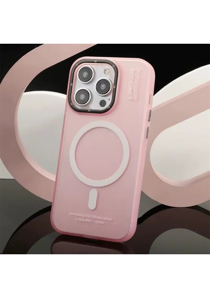 iphone 15 Pro Max Kılıf Buzlu Magsafe Succınct Young Mat Kılıf Kapak Sert Buzlu - Pembe