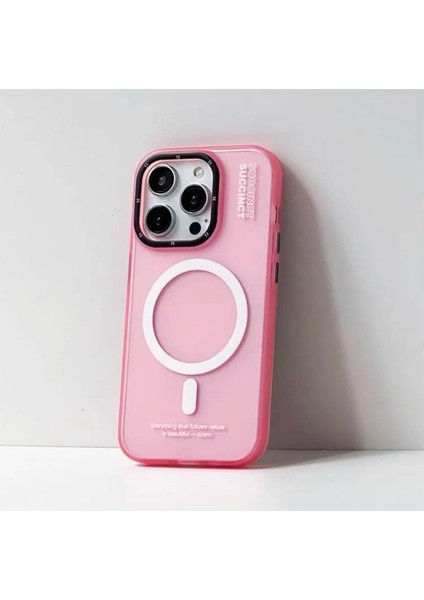 iphone 15 Pro Max Kılıf Buzlu Magsafe Succınct Young Mat Kılıf Kapak Sert Buzlu - Pembe
