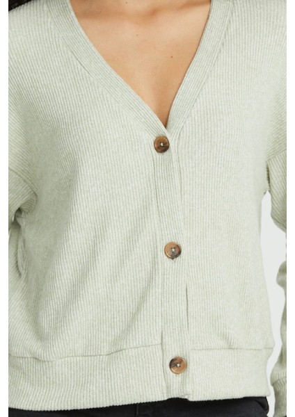 Kadın V-Yaka Düğme Detay Hırka