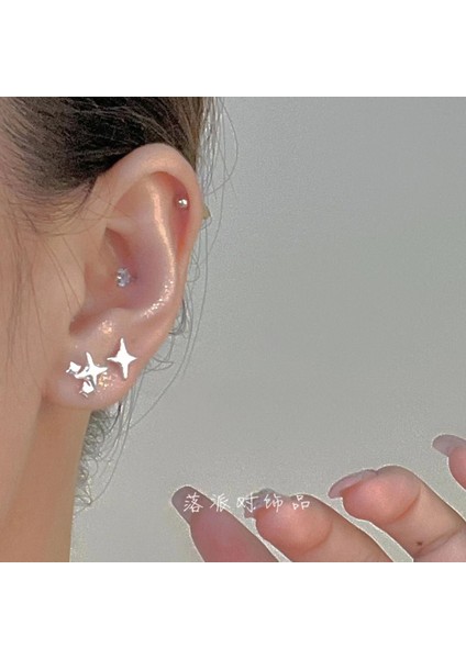 Hengshan 925 Gümüş Iğne Yay Küpe Kore Tarzı Küpeler Üst Düzey Küpeler Niş Inciler Çok Yönlü Mizaç Küpeleri (Yurt Dışından)