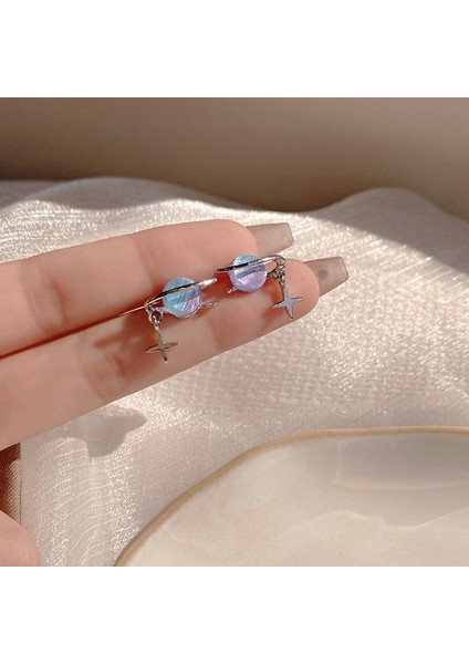 Hengshan 925 Gümüş Iğne Yay Küpe Kore Tarzı Küpeler Üst Düzey Küpeler Niş Inciler Çok Yönlü Mizaç Küpeleri (Yurt Dışından)