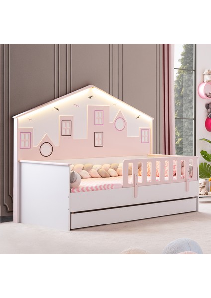 City Montessori Çocuk Odası Takımı - 3 Kapaklı Dolap, Yavrulu Yatak - Pembe fiyatları