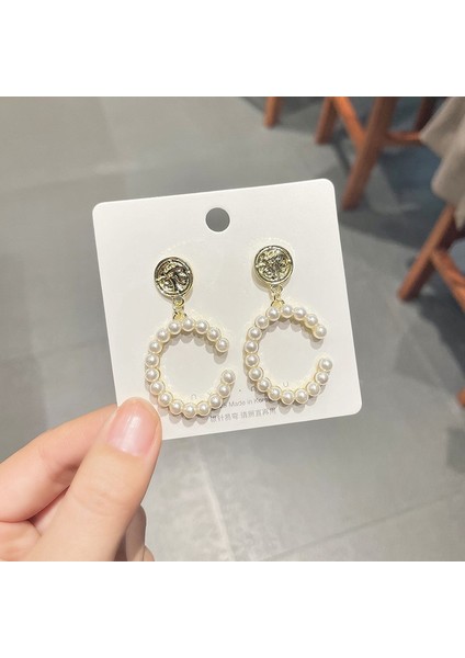 Hengshan Xiaoxiang Inci Küpeler Niş Retro Küpeler S925 Gümüş Iğne Küpeler Üst Seviye Bayan Küpeleri (Yurt Dışından)