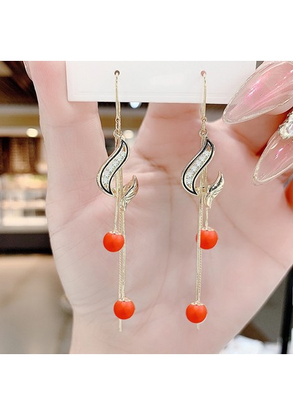 Hengshan Üst Düzey ve Atmosferik Internet Ünlü Mizaç Küpeleri Avrupa ve Amerikan Modası Abartılı Elmas Taklidi Uzun Püskül Küpeler (Yurt Dışından)