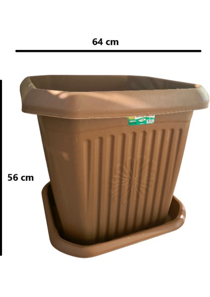4 Adet Plastik 126 Litre Kare Büyük Boy Bahçe Balkon Salon Çiçek Yada Ağaç Saksı 64*64*56 cm Tabaklı fiyatları