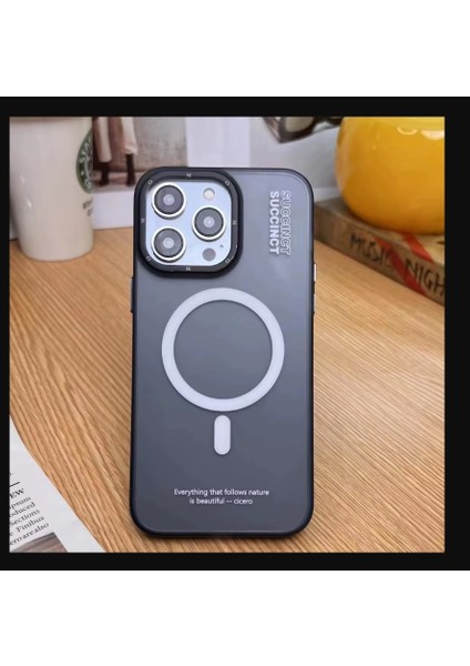 iphone 15 Pro Max Kılıf Buzlu Magsafe Succınct Young Mat Kılıf Kapak Sert Buzlu - Siyah
