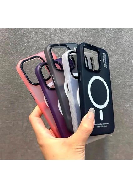 iphone 15 Pro Max Kılıf Buzlu Magsafe Succınct Young Mat Kılıf Kapak Sert Buzlu - Siyah