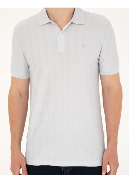 Erkek Açık Gri Slim Fit Tişört 50284327-VR001