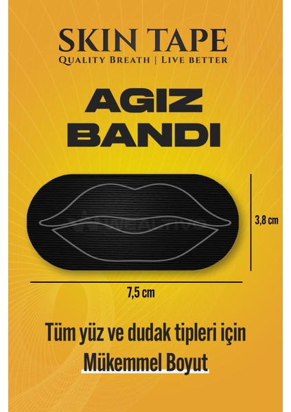 Ağız Bandı 90 Adet, Ağız Kapama Bandı ile Gece Boyunca Konforlu Uyku, Horlamayı Azaltıcı Mouth tape
