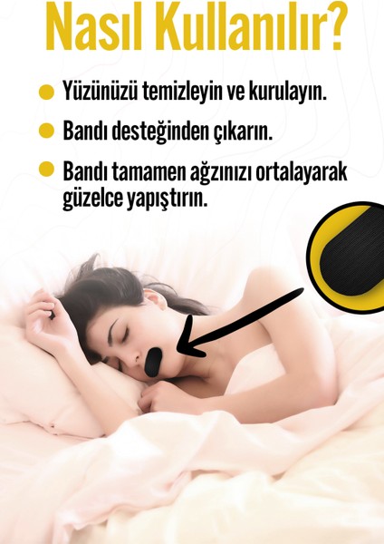 Ağız Bandı 90 Adet, Ağız Kapama Bandı ile Gece Boyunca Konforlu Uyku, Horlamayı Azaltıcı Mouth tape