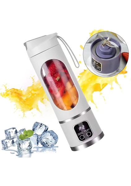 450ML Shaken Take Kişisel Smoothie Taşınabilir Blender Meyve Sıkacağı Şarjlı Beyaz-