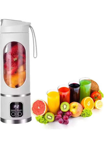 450ML Shaken Take Kişisel Smoothie Taşınabilir Blender Meyve Sıkacağı Şarjlı Beyaz-