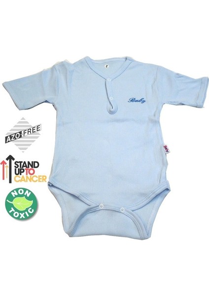 Sema Baby Yarım Kol Kaşkorse Badi (Body) - Mavi 6-12 Ay