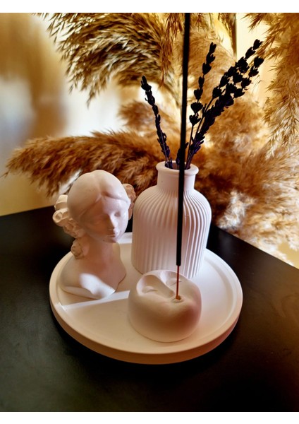 Beyaz Renk 4'lü Set (16 cm Sunum Tepsisi) Hediye Tütsü