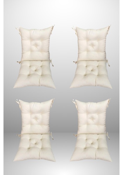 Aralıklı Sandalye Minderi 4'lü Kombin (40 x 85 cm ) Krem Renk