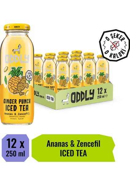 Gınger Punch Soğuk Çay Cam Yeşilçay Ananas Zencefil 250 ml x 12 Adet