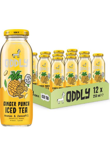Gınger Punch Soğuk Çay Cam Yeşilçay Ananas Zencefil 250 ml x 12 Adet