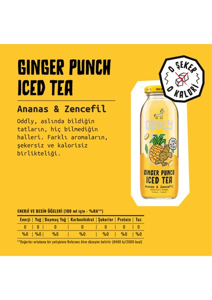 Gınger Punch Soğuk Çay Cam Yeşilçay Ananas Zencefil 250 ml x 12 Adet
