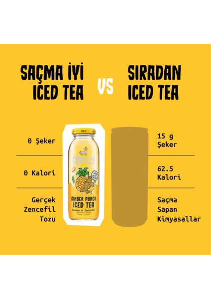 Gınger Punch Soğuk Çay Cam Yeşilçay Ananas Zencefil 250 ml x 12 Adet