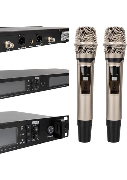 2 El Tipi Mikrofonlu 100+100 Kanal Antenli Uhf-Pll Kablosuz Telsiz Mikrofon-Findit
