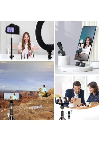 Type C Uyumlu Iphone Dönüştürücülü Kablosuz Yaka Mikrofonu Android ve Iphone Uyumlu Mini Mikrofon-Findit