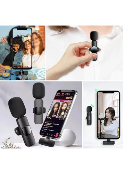 Type C Uyumlu Iphone Dönüştürücülü Kablosuz Yaka Mikrofonu Android ve Iphone Uyumlu Mini Mikrofon-Findit