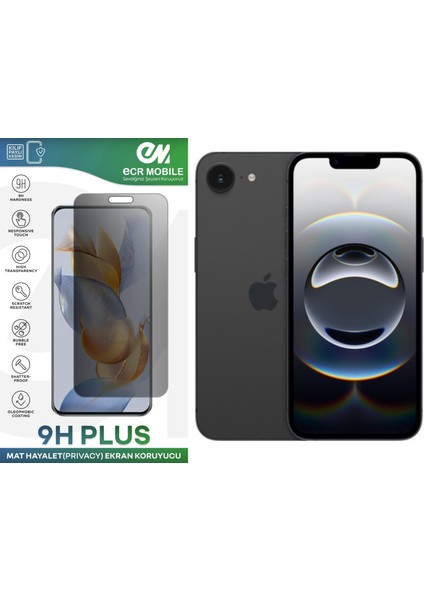 Apple iPhone 16E Ekran Koruyucu Tam Uyumlu 9h Esnek Nano Kırılmayan Mat Hayalet(Privacy)
