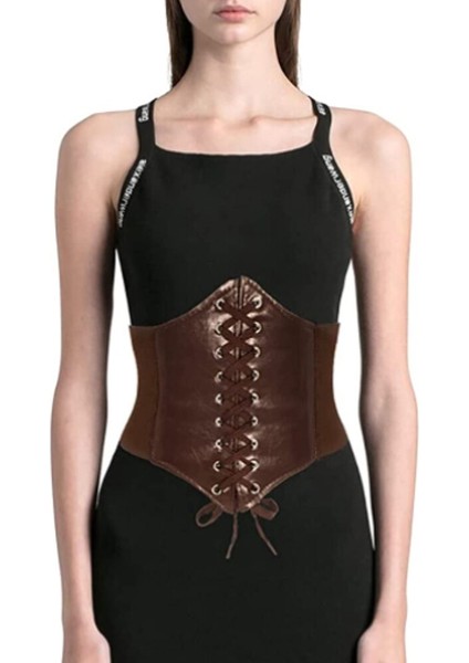 Dantel Up Moda Korse Kemerler Elastik Retro Deri Kemer Bel Kemeri Kadın Elastik Kostüm Bel Kemeri Kadınlar Için Cadılar Bayramı Parçası (Yurt Dışından) fırsatları