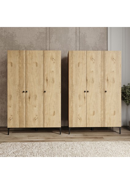 Free Wood 6 KAPAKLI,12RAFLI,2ASKILI,AYRI Modül Kullanımına Uygun DOLAP/GARDIROP(%100MDF)