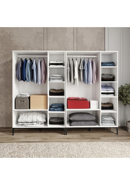 Free Wood 6 KAPAKLI,12RAFLI,2ASKILI,AYRI Modül Kullanımına Uygun DOLAP/GARDIROP(%100MDF)