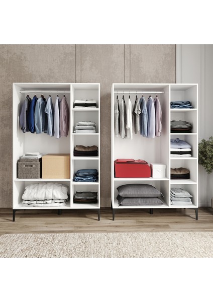 Free Wood 6 KAPAKLI,12RAFLI,2ASKILI,AYRI Modül Kullanımına Uygun DOLAP/GARDIROP(%100MDF)