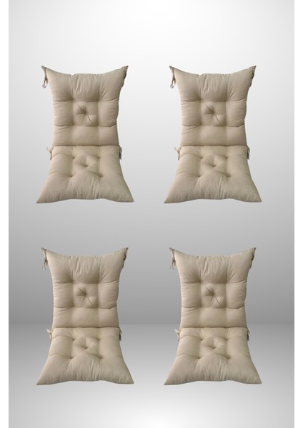 Aralıklı Sandalye Minderi 4'lü Kombin (40 x 85 cm ) Sütlü Kahve Renk