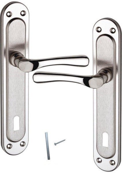 5 Takım Kumru Kol Nikel Saten Oda Kapı Kolu Metal Kapı Kolu Ön Arka Takım 5 Çift