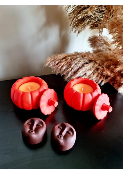 4'lü Set 2 Turuncu Bal Kabağı Mum + 2 Kahverengi Tütsülük (Tütsüler Hediye)