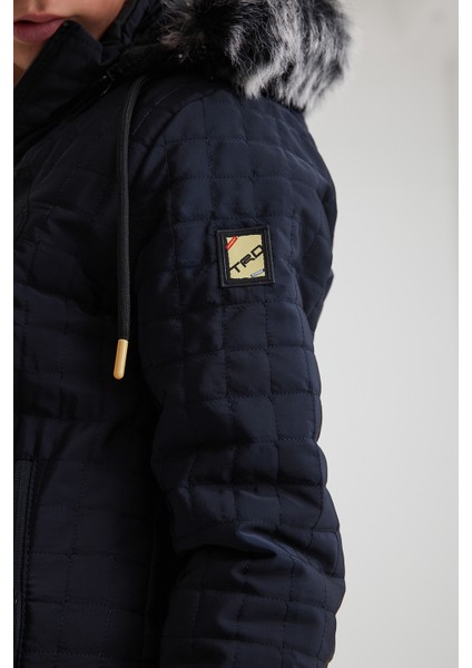 Lacivert Erkek Çocuk Su ve Rüzgar Geçirmez Çıkartılabilir Kapüşonlu Kadife Mont & Kaban modelleri