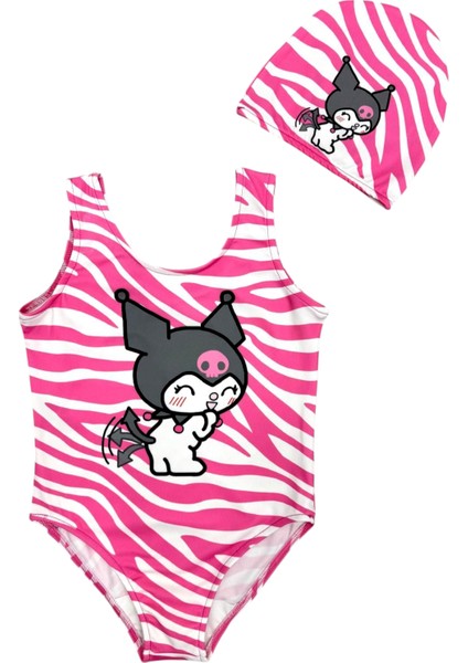 Yeni Sezon Karakter Desenli Kız Çocuk Mayosu Kedi Desen Pembe Beyaz Renkli fiyatları