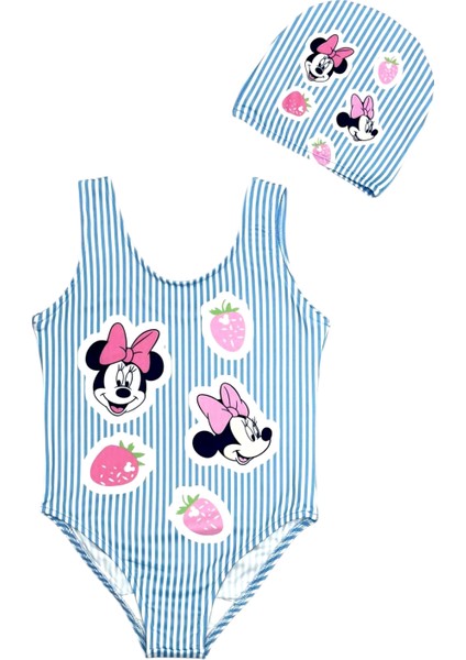 Yeni Sezon Karakter Desenli Kız Çocuk Mayosu Mavi Çizgili Mickey modelleri