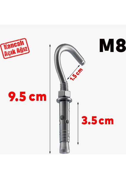 Açık Kancalı Çelik Dübel Gömlekli M8X100 (5 Adet) fiyatları