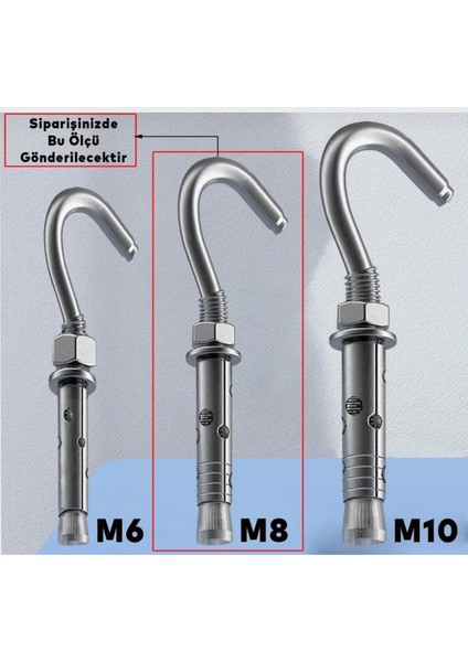 Açık Kancalı Çelik Dübel Gömlekli M8X100 (5 Adet) modelleri