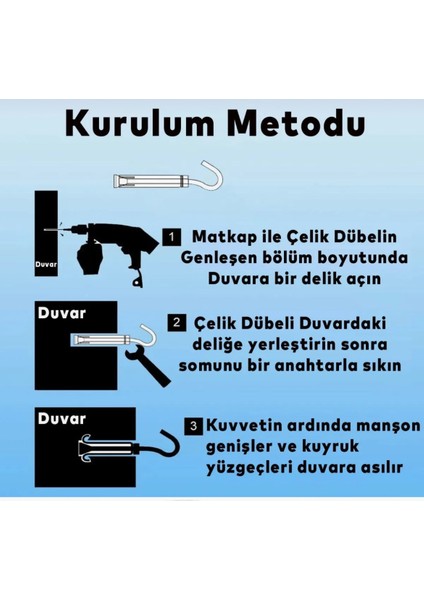 Açık Kancalı Çelik Dübel Gömlekli M8X100 (5 Adet) fırsatları